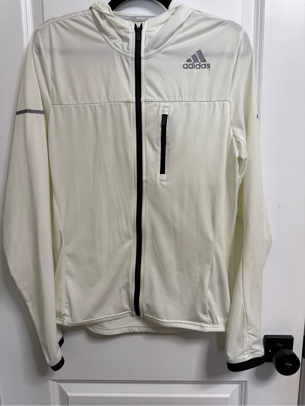 adidas Men’s Cream Full-Zip lightweight Hooded Performance Jacket